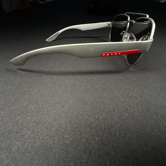 Prada Polarized Sunglasses Frame Men Silver Linnea‎ Rossa SPS 57U 449-5W1 Italy